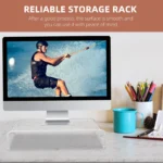 White metal mesh monitor stand desk organizer cabinet shelf