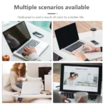 White metal mesh monitor stand desk organizer cabinet shelf