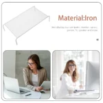 White metal mesh monitor stand desk organizer cabinet shelf