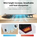 Mini adhesive laptop stand, ergonomic tilt, heat dissipation, portable