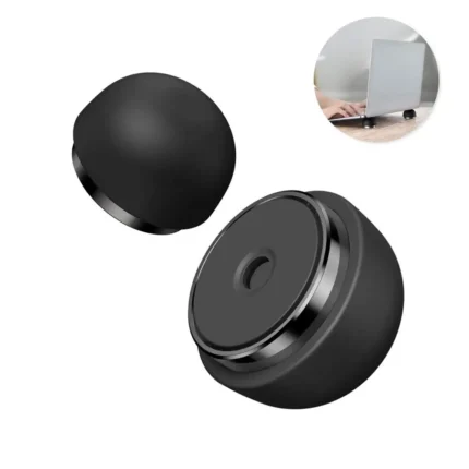 Matte black mini laptop risers with metallic ring for cooling