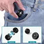 Matte black mini laptop risers with metallic ring for cooling