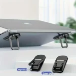 Foldable adhesive mini laptop stand for ergonomic angle and cooling