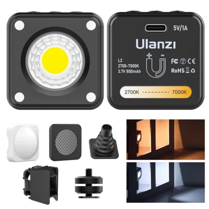 Compact magnetic LED video light for photography