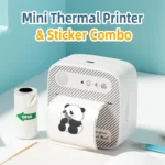 Compact white mini thermal sticker and label printer