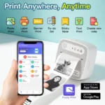 Compact white mini thermal sticker and label printer