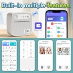 Compact white mini thermal sticker and label printer