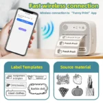 Compact white mini thermal sticker and label printer