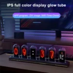 Modern IPS Nixie tube clock displaying time and weather