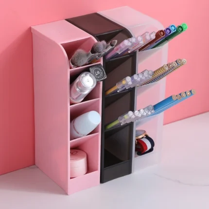 Modular multi-compartment desk organizer for pens and makeup brushes