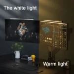 Sleek monitor light bar illuminating a modern desk setup