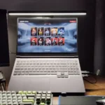 Sleek monitor light bar illuminating a modern desk setup