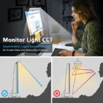 Glare-free monitor light bar with adjustable color temperature, USB powered.