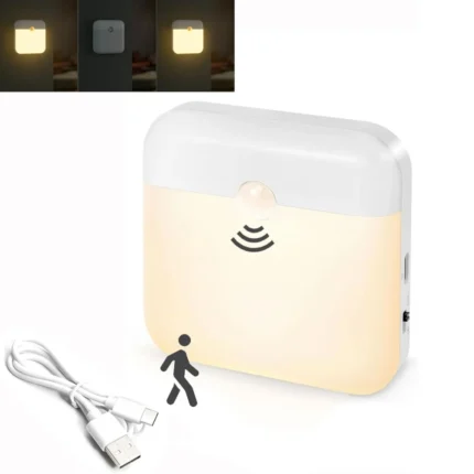 Rechargeable motion sensor night light with magnetic mount