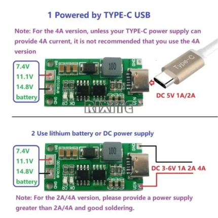 Multi-cell 2S 3S 4S Li-ion battery charger module USB-C