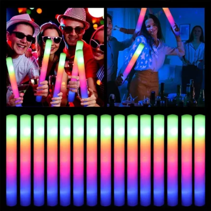 Multi-color LED foam glow stick at a lively party event