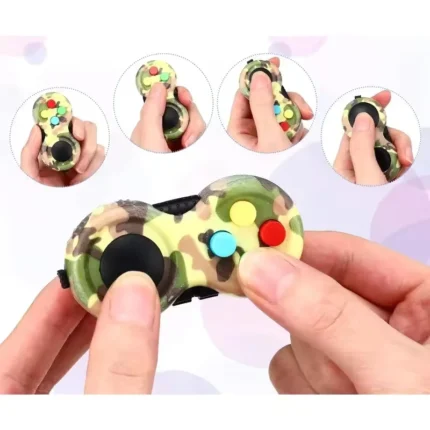 Multi-function fidget toys with buttons, joysticks, and spinner mechanisms