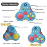 Multi-function fidget toys with buttons, joysticks, and spinner mechanisms