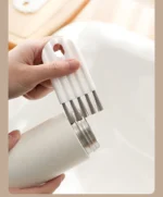 Multi-head crevice cleaning brush for keyboards and bottles