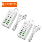 Multi-port USB charging station with fast charge USB-A and USB-C.