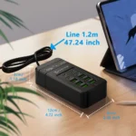 Multi-port USB charging station with fast charge USB-A and USB-C.