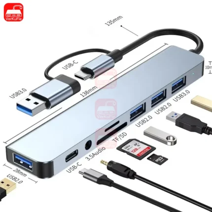 7-in-1 USB-C & USB-A Multiport Hub with SD TF Card Reader