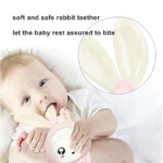 Musical bunny baby rattle teether with lights and chewable ears