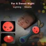 Musical bunny baby rattle teether with lights and chewable ears