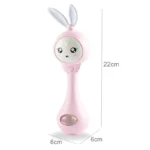 Musical bunny baby rattle teether with lights and chewable ears