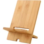 Natural bamboo phone stand with cable management for desk