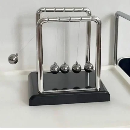 Newton's Cradle balance balls, chrome frame, black base