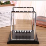 Newton's Cradle balance balls, chrome frame, black base
