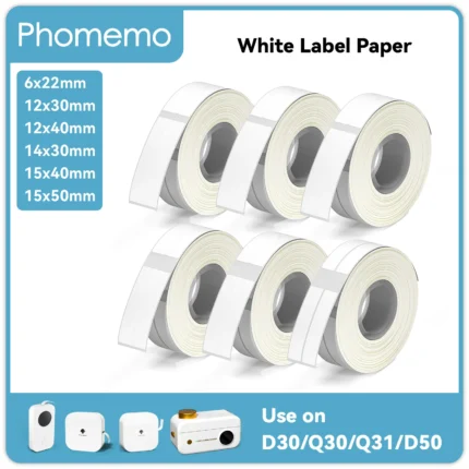 Phomemo white thermal label paper rolls for label makers