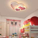 Pink heart LED ceiling light with remote control for girls room
