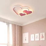 Pink heart LED ceiling light with remote control for girls room