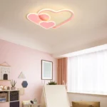 Pink heart LED ceiling light with remote control for girls room