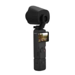 Compact handheld gimbal camera with flip screen and sun hood