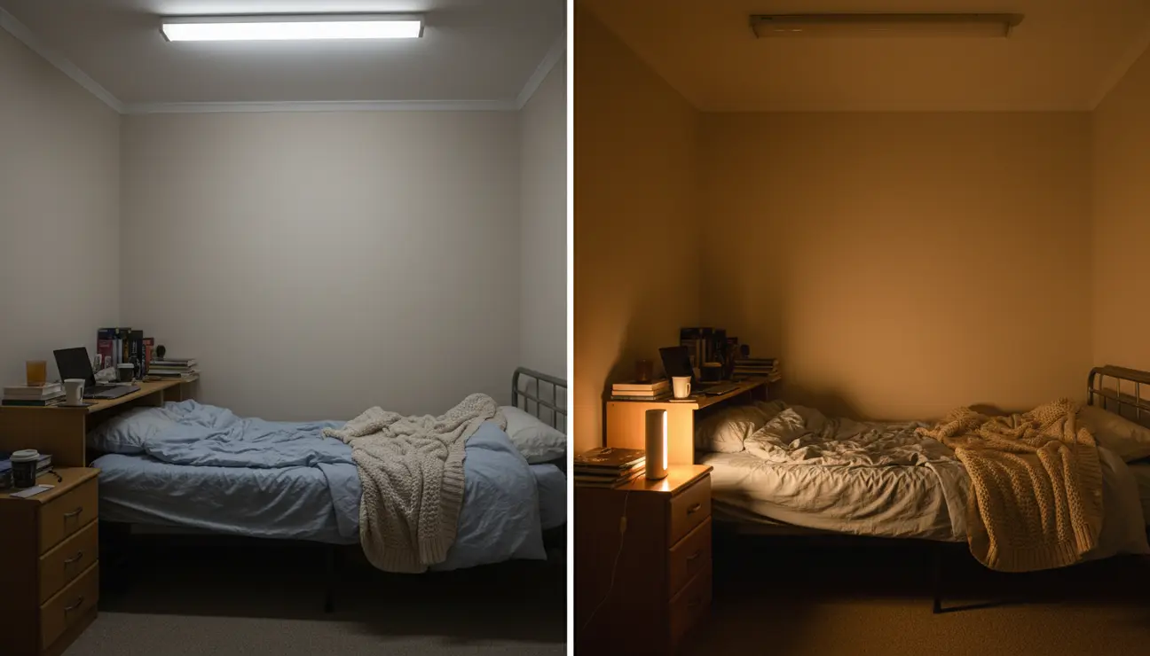 Before and after comparison of portable ambient light.