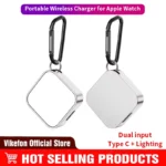 Portable Apple Watch wireless charger with dual USB-C Lightning input