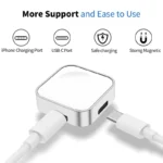 Portable Apple Watch wireless charger with dual USB-C Lightning input