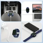 Portable Apple Watch wireless charger with dual USB-C Lightning input