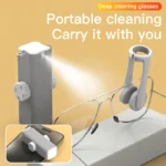 Portable multi-function eyeglass and screen cleaner with spray