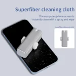 Portable multi-function eyeglass and screen cleaner with spray