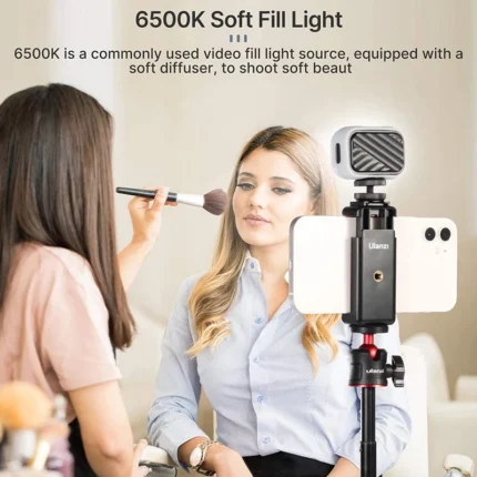 Compact LED video light with soft diffuser for cameras and phones