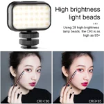 Compact LED video light with soft diffuser for cameras and phones
