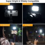 Compact LED video light with soft diffuser for cameras and phones