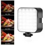 Portable LED video light with hot shoe mount for cameras