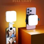 Portable LED video light for phone and camera with adjustable clip