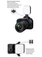 Portable LED video light for phone and camera with adjustable clip