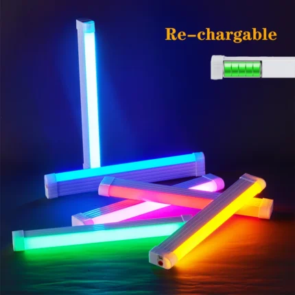 Portable RGB LED light stick showing multi-color illumination options